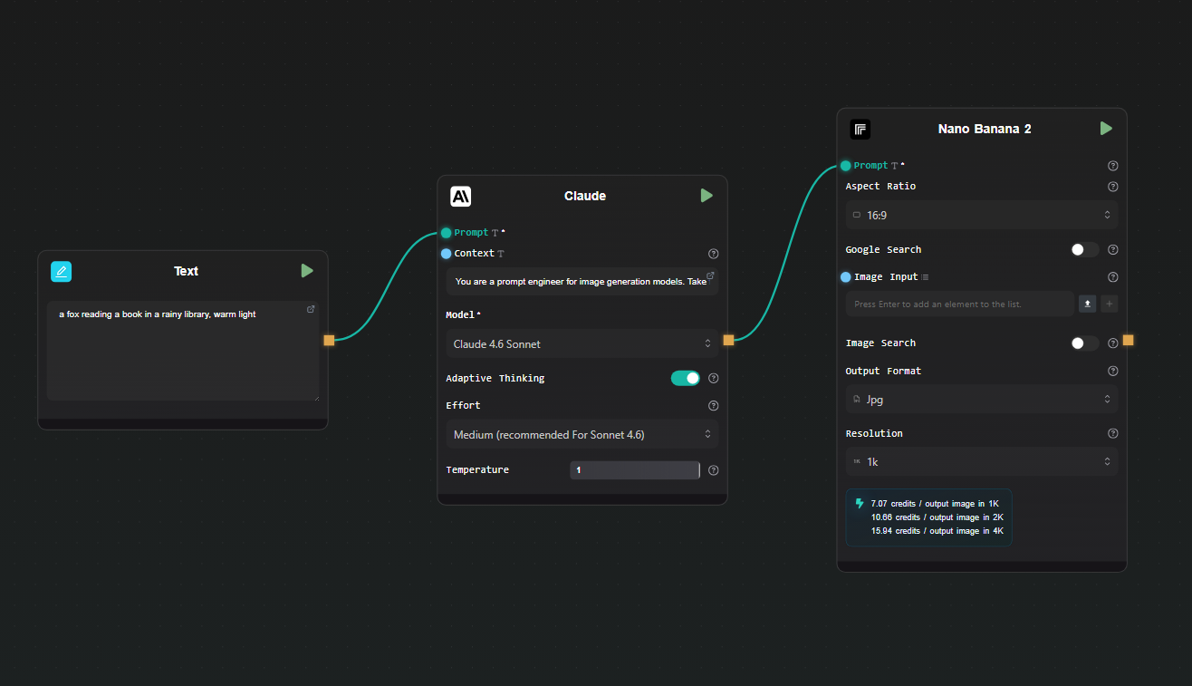 Replicate node connected to Claude output